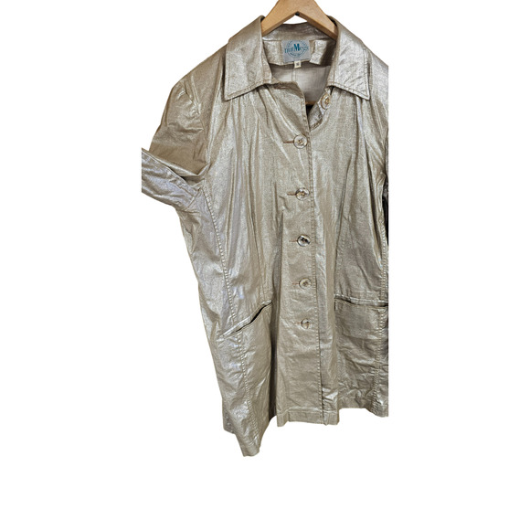 Vintage 80s Gold Metallic Linen Blend Jacket Sz 16 by NutMeg’s Womenswear - Picture 4 of 8